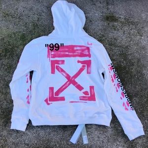 off white pink and blue hoodie